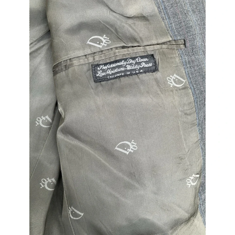 Vtg Christian Dior Mens 38R USA Grey Monsieur Blazer Sport Coat Single Breasted